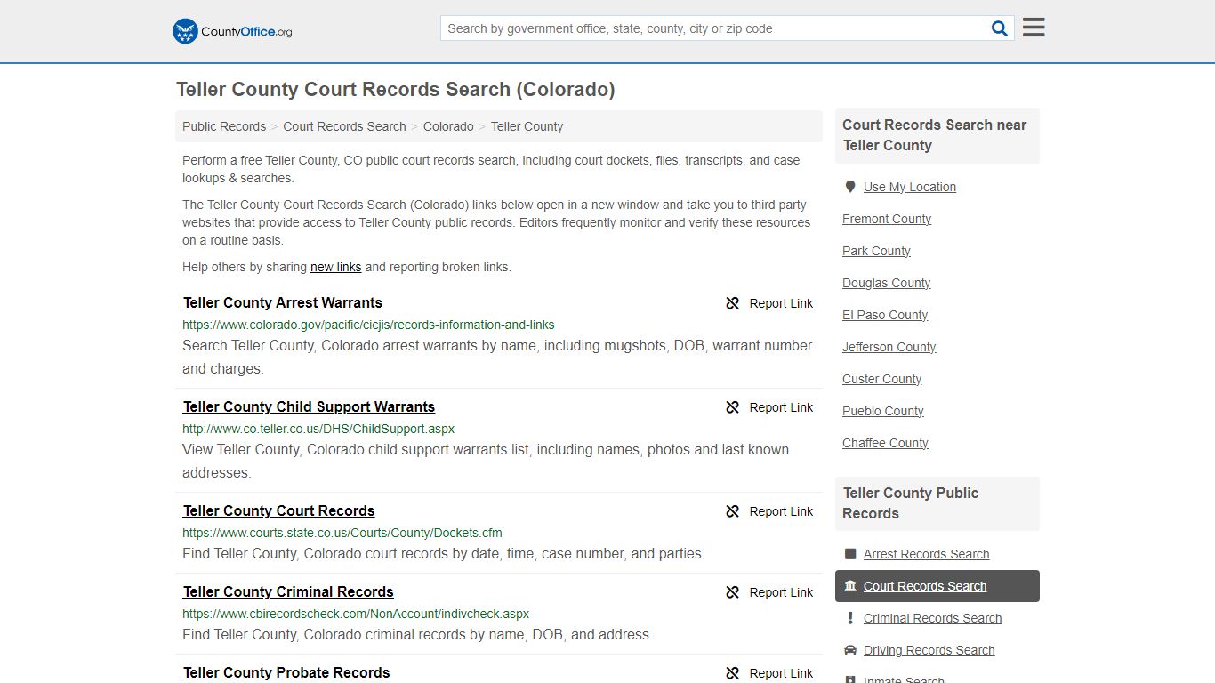 Teller County Court Records Search (Colorado) - County Office