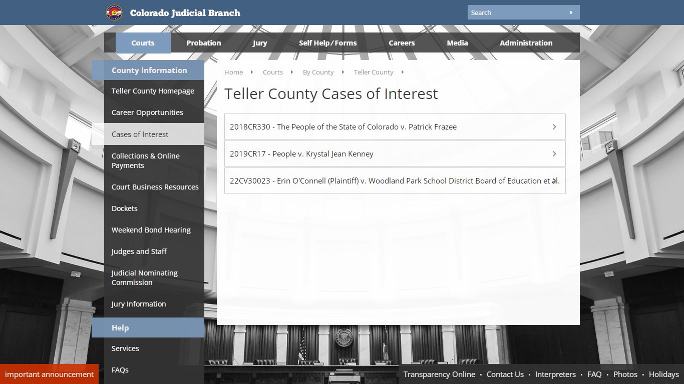 Colorado Judicial Branch - Teller County - Homepage